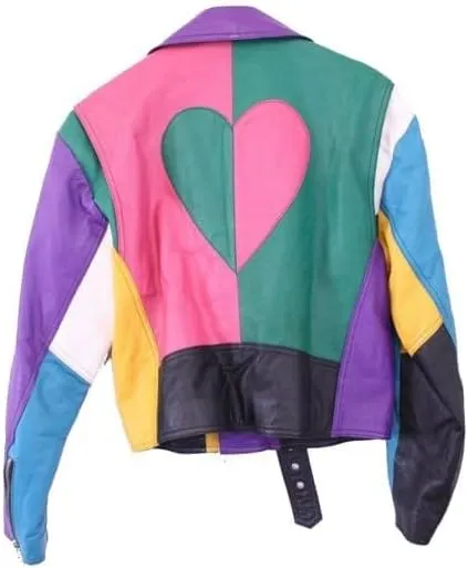 Rainbow Colorful Motorcycle Jacket, Faux Leather Jacket for Men & Women, Leather Motorcycle Biker Jacket