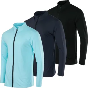 Real Essentials 3 Pack: Mens Dry-Fit Long Sleeve Full Zip Hoodie & Jacket- Athletic Running Jacket (Available in Big & Tall)