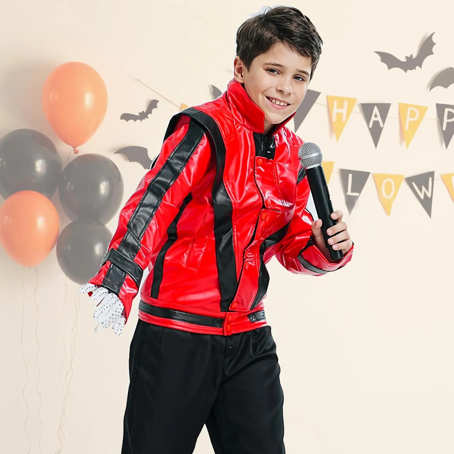 Red and Black Leather Jacket Cosplay PU Coat