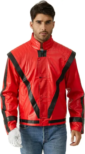 Red and Black Leather Jacket Cosplay PU Coat