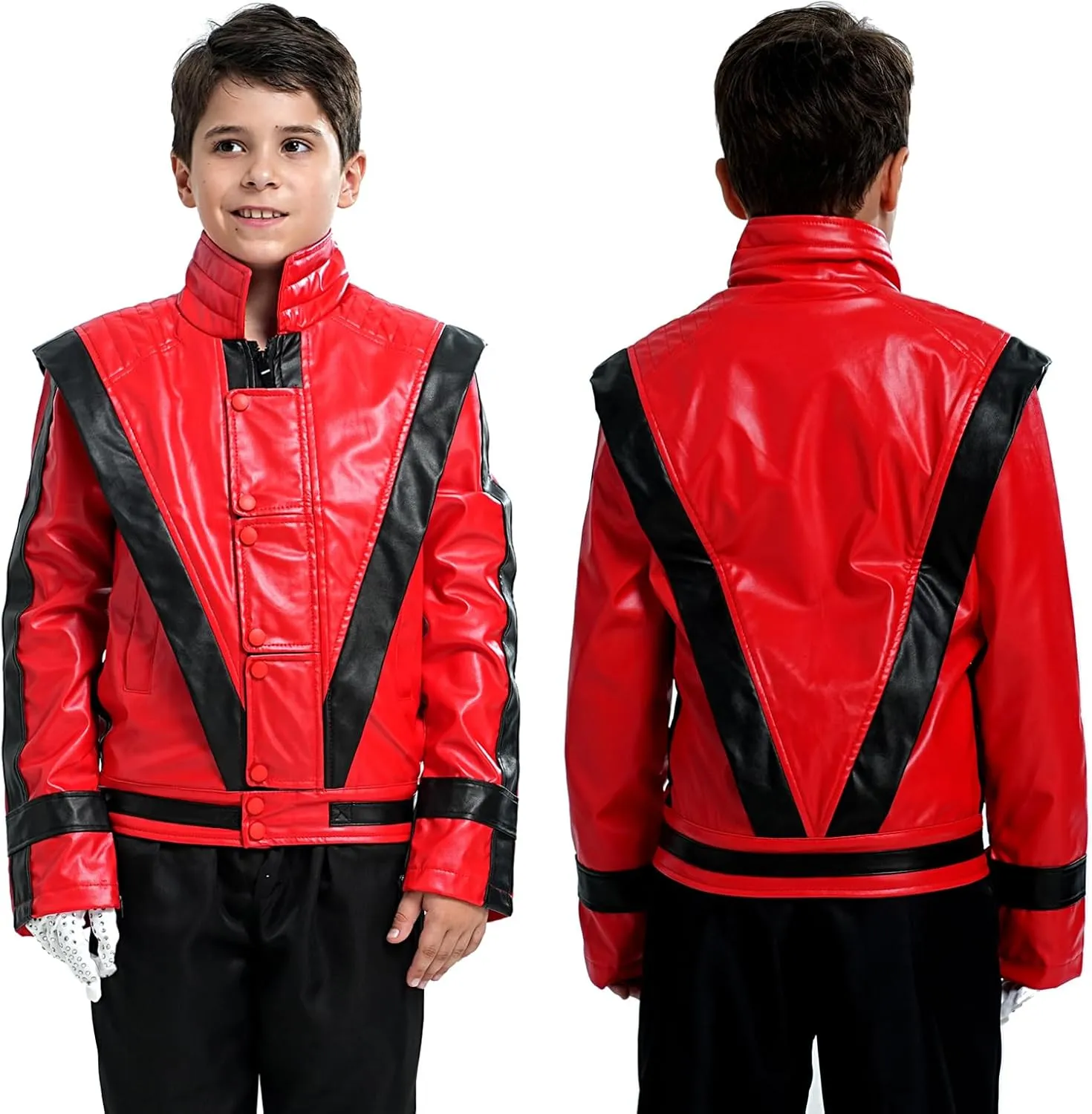 Red and Black Leather Jacket Cosplay PU Coat