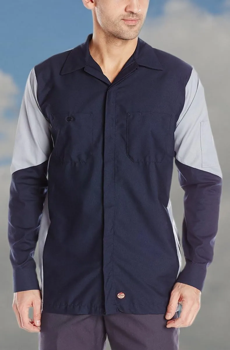 Red Kap Men's Long Sleeve Two-Tone Crew Shirt