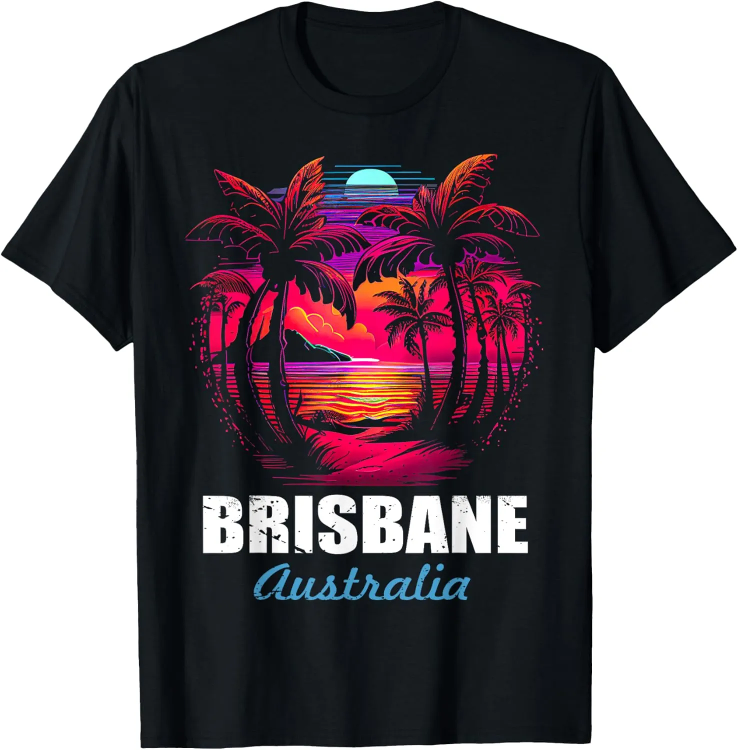 Retro Brisbane Australia Sunset Vintage Vacation Souvenir T-Shirt
