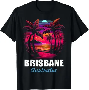 Retro Brisbane Australia Sunset Vintage Vacation Souvenir T-Shirt