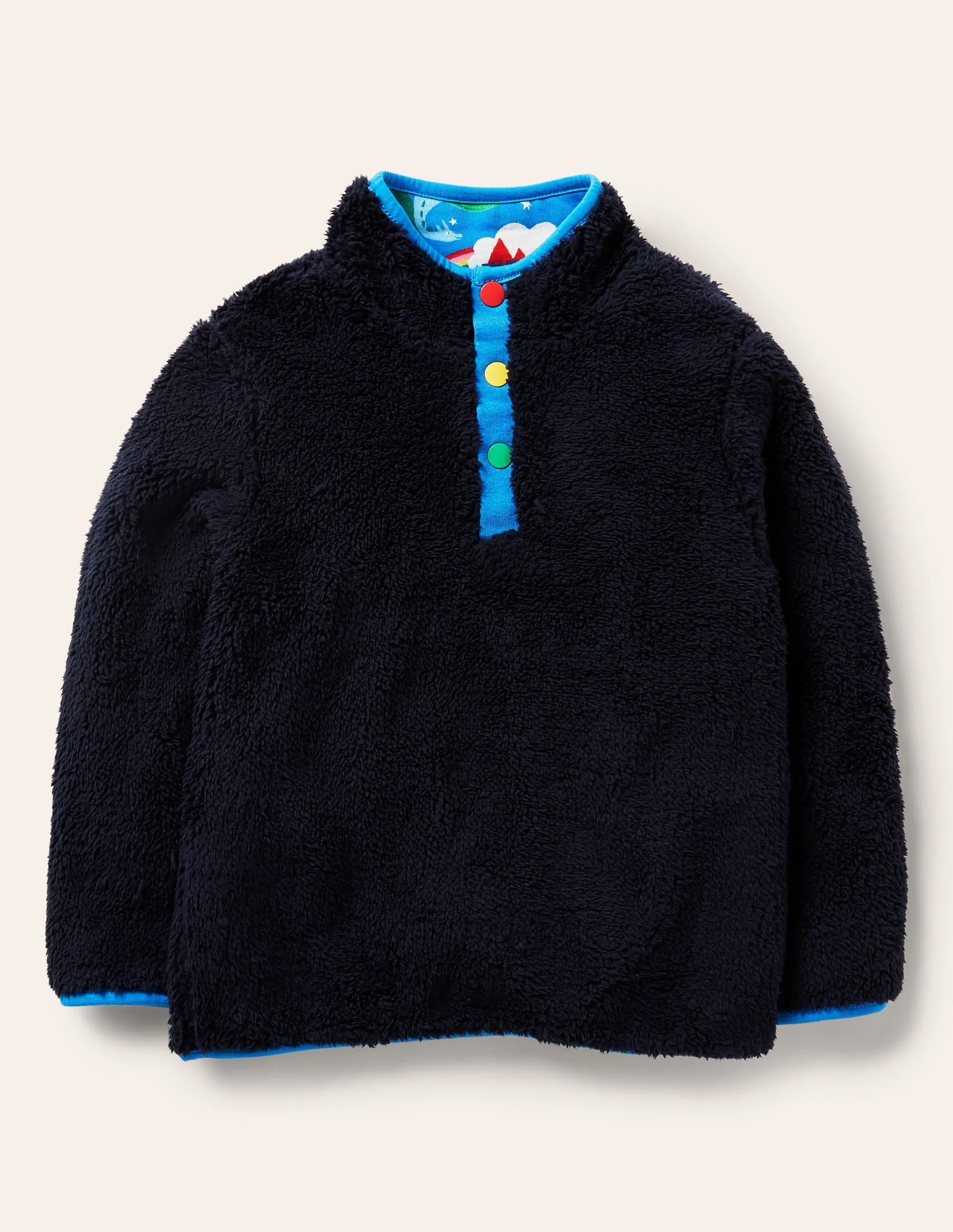 Reversible Henley Sweatshirt-Starboard Blue/Magical Castle