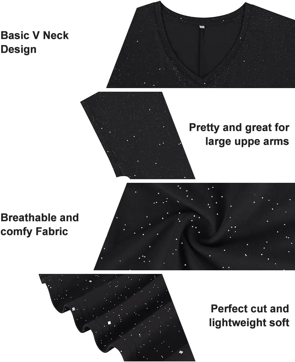 RITERA Plus Size Tops for Women Oversized Summer Basic V Neck Short Sleeve Henley Shirt Casual Tunic Shirts XL-5XL