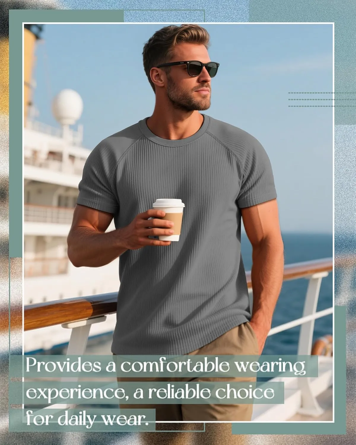 Riyiper 3 Pack Men's Big and Tall Ribbed Knit T-Shirts XL-5XL Summer Textured Casual Short Sleeve Tops Crew Neck Basic Tee
