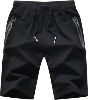 RTRDE Men's Shorts Casual Drawstring Summer Beach Shorts with Elastic Waist and Zipper Pockets