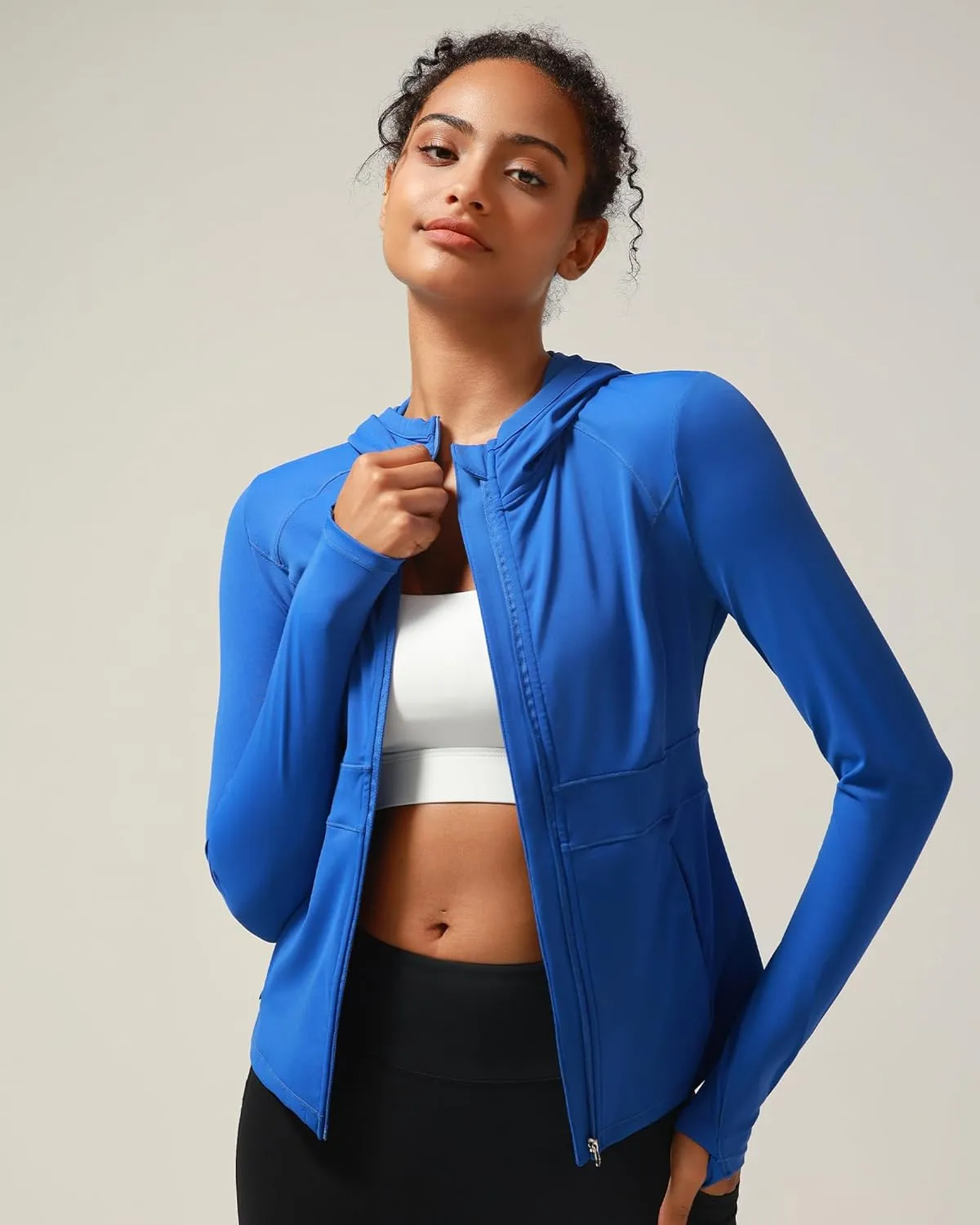 RUNNING GIRL Workout Jackets for Woman, Ultra Soft Zip Up Jacket for Yoga Running, BBL Jacket with Pockets and Thumb Holes