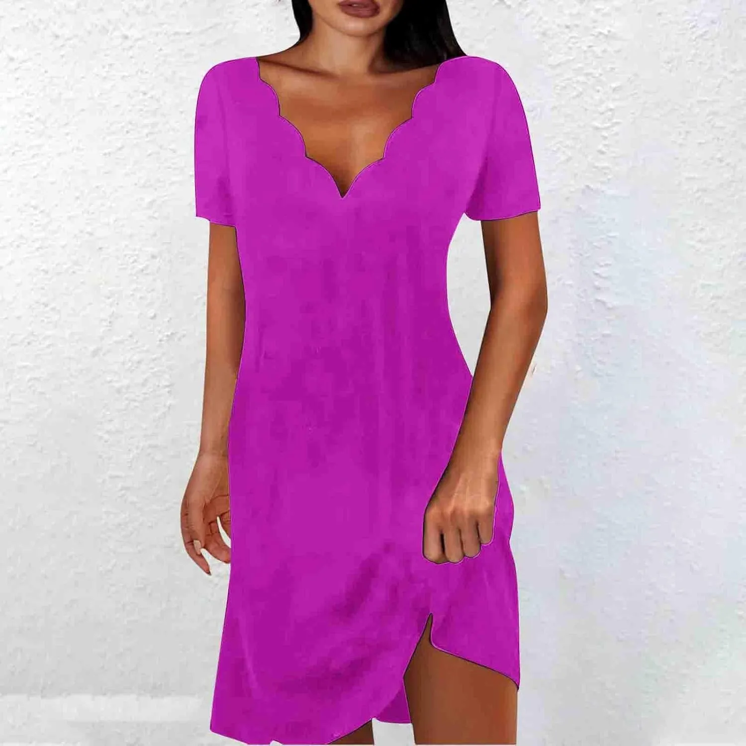 Short Sleeve Dress for Women V Neck Mini Dress Casual Summer Beach Cover Up Dress Spring Dresses for Women