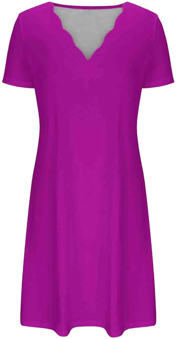 Short Sleeve Dress for Women V Neck Mini Dress Casual Summer Beach Cover Up Dress Spring Dresses for Women