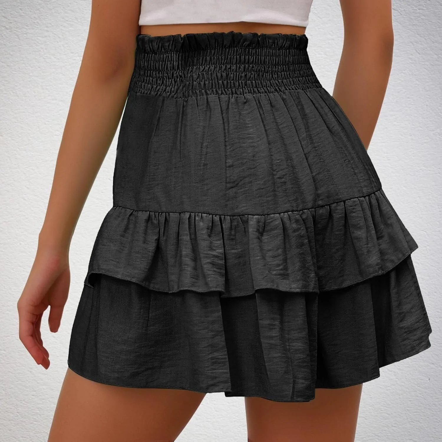 Shorts for Women High Waisted Pleated Ruffle Shorts Cute Loose Flowy Skorts 2024 Summer Casual Cropped Pants