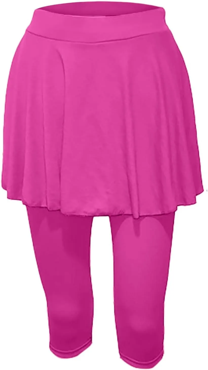 Skorts for Women 2025 Casual High Waist Pants Plus Size Tummy Control Gym Tennis Yoga Legging with Skirts