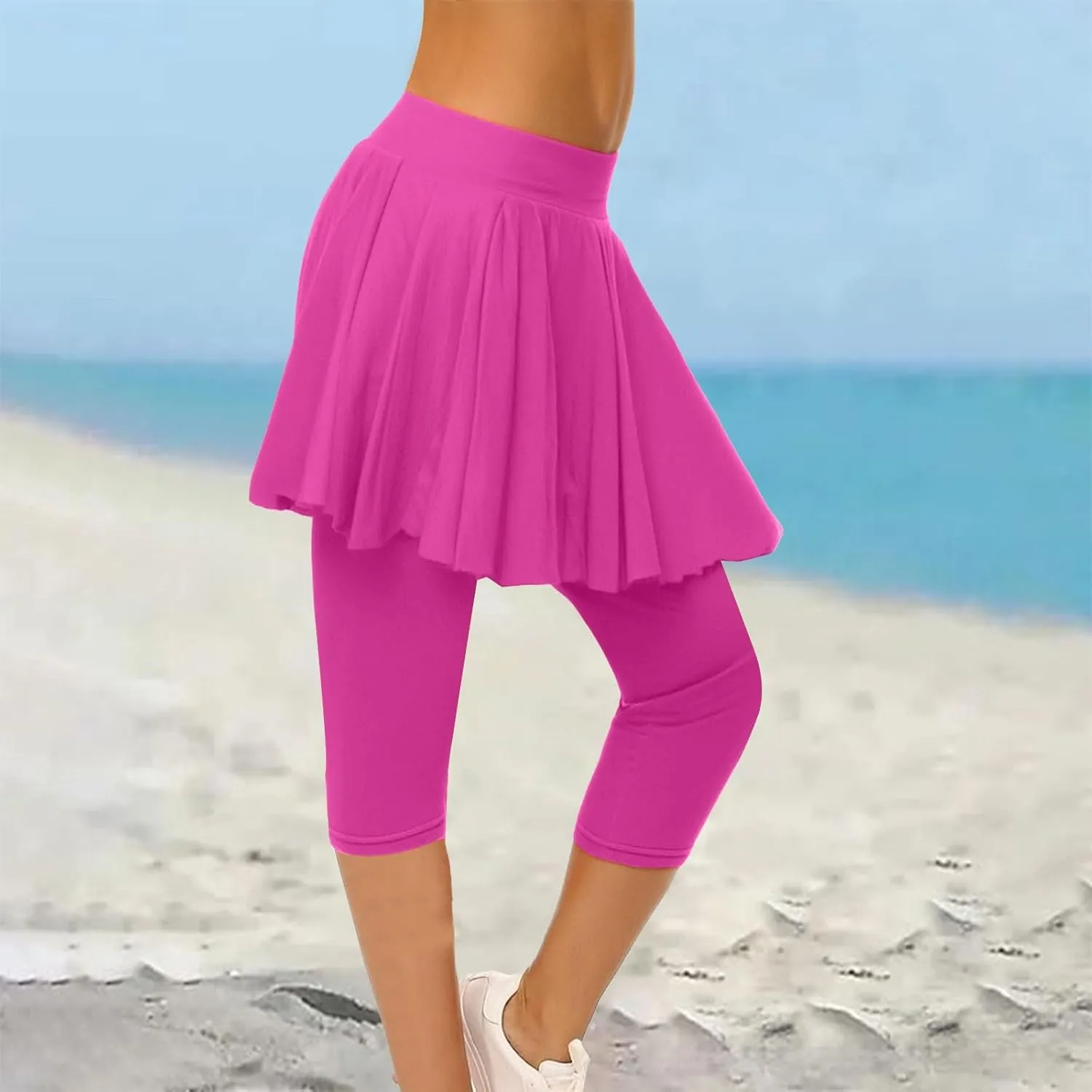 Skorts for Women 2025 Casual High Waist Pants Plus Size Tummy Control Gym Tennis Yoga Legging with Skirts