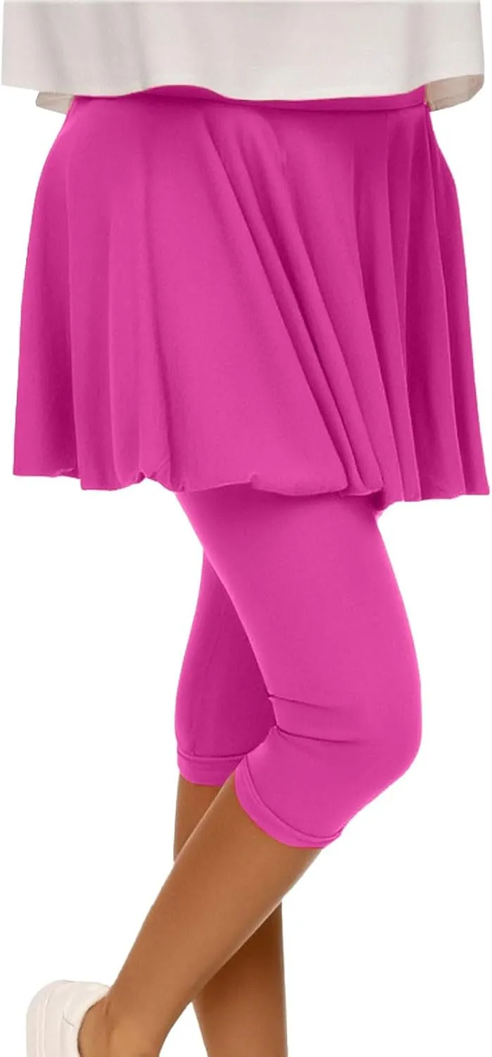 Skorts for Women 2025 Casual High Waist Pants Plus Size Tummy Control Gym Tennis Yoga Legging with Skirts