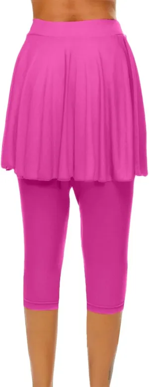 Skorts for Women 2025 Casual High Waist Pants Plus Size Tummy Control Gym Tennis Yoga Legging with Skirts
