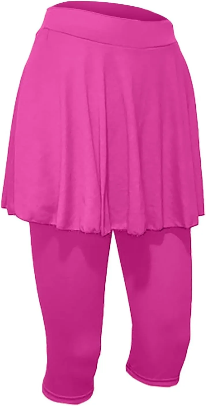 Skorts for Women 2025 Casual High Waist Pants Plus Size Tummy Control Gym Tennis Yoga Legging with Skirts
