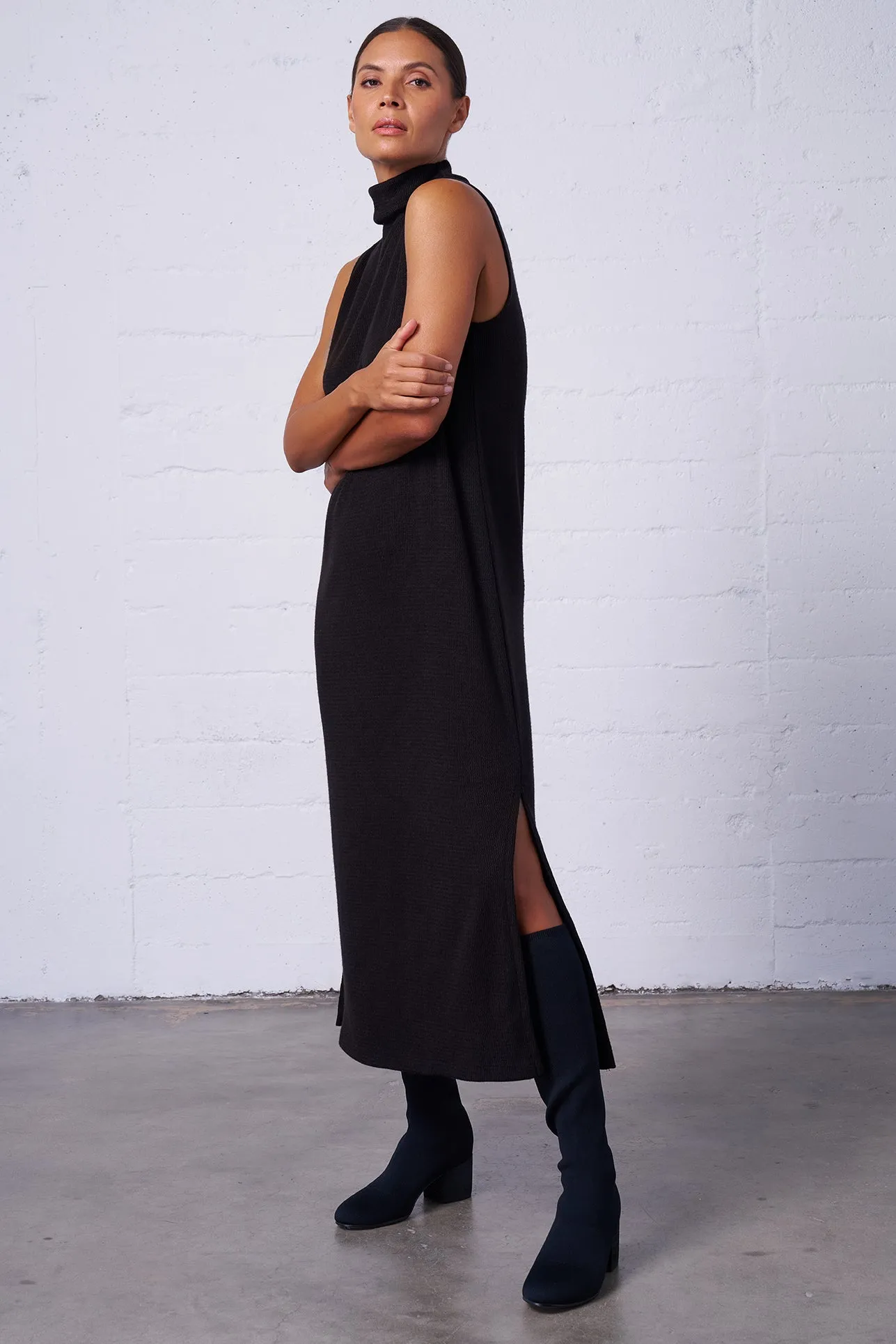 Sleeveless Mock Neck Dress