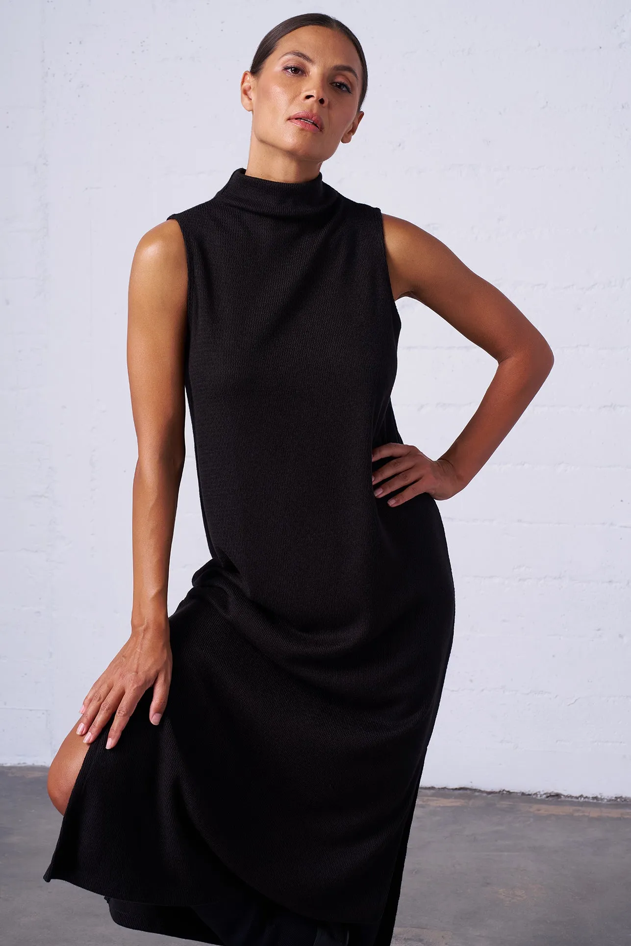 Sleeveless Mock Neck Dress