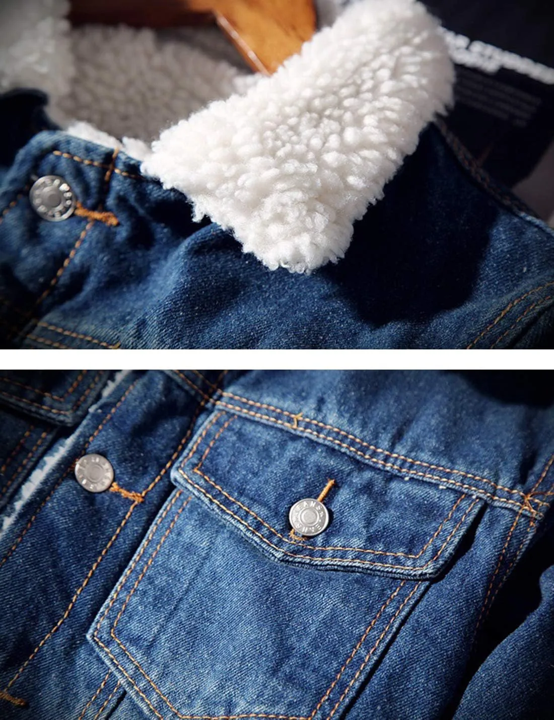 Springrain Men's Sherpa Fleece Lined Denim Jacket Warm Winter Trucker Jacket Cowboy Jean Jacket