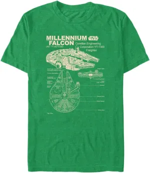 STAR WARS Men's Millennium Falcon Detailed Drawing T-Shirt