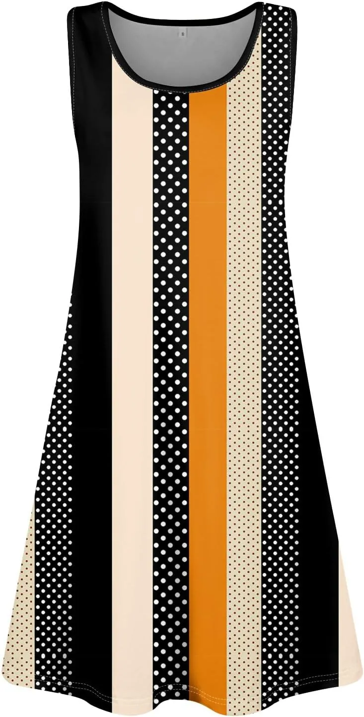 Summer Dresses for Women 2025 Casual Loose Crew Neck Sleeveless Sundresses Boho Tank Dress Beach T Shirt Dresses