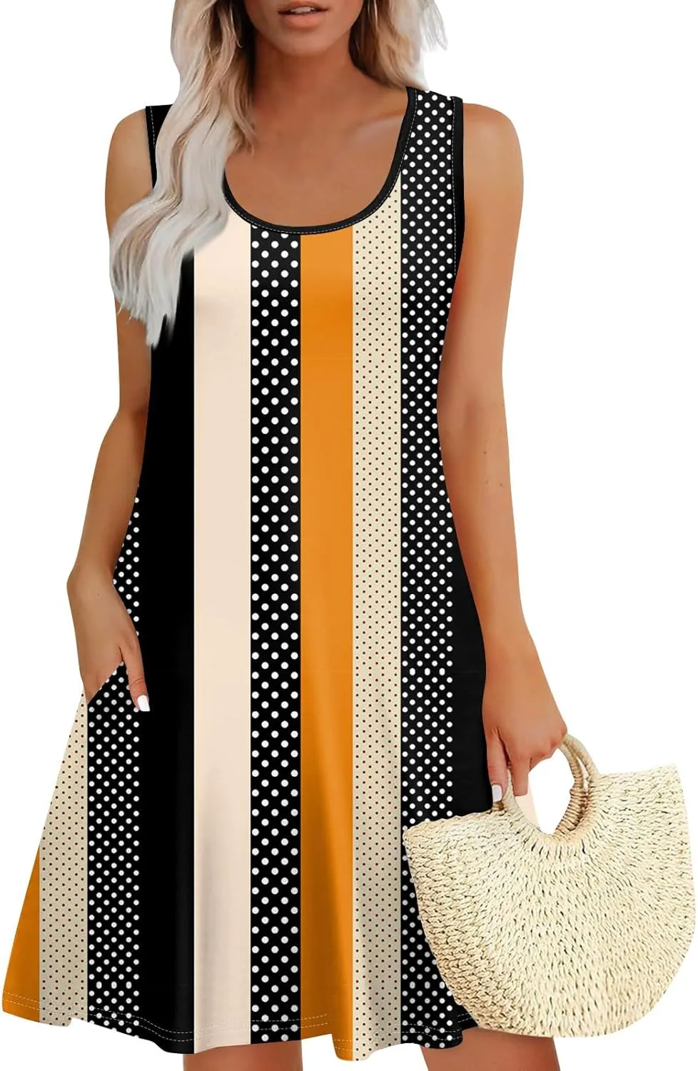 Summer Dresses for Women 2025 Casual Loose Crew Neck Sleeveless Sundresses Boho Tank Dress Beach T Shirt Dresses