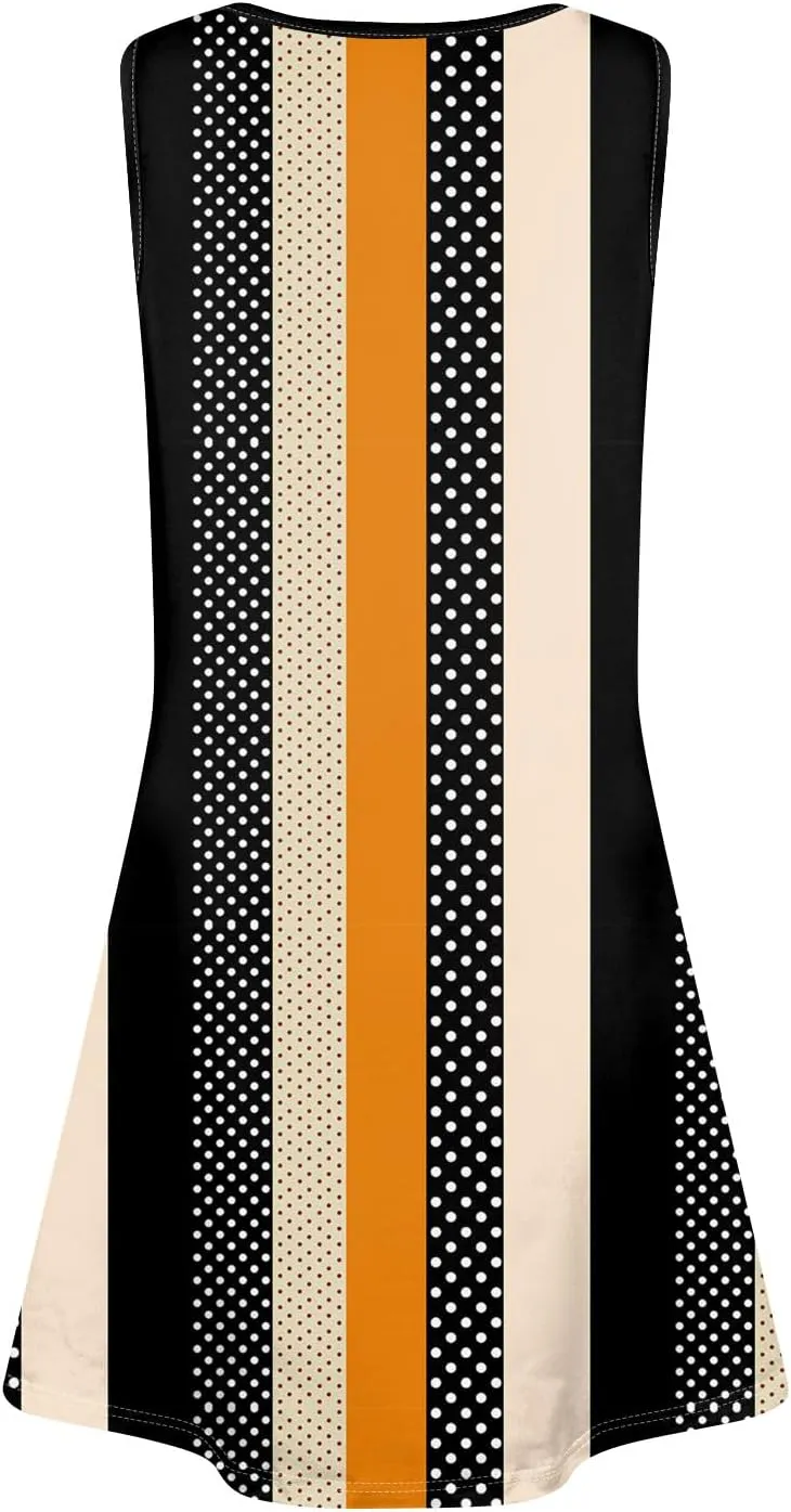 Summer Dresses for Women 2025 Casual Loose Crew Neck Sleeveless Sundresses Boho Tank Dress Beach T Shirt Dresses