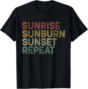 Sunrise Sunburn Sunset Repeat Vacation Summer Vintage T-Shirt