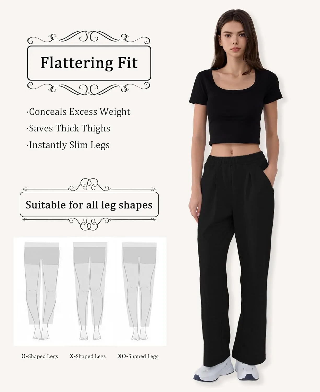 Susclude Baggy Sweatpants for Women Y2k Wide Leg Pants Summer High Waisted Drawstring Pleated Lightweight Pants with Pockets