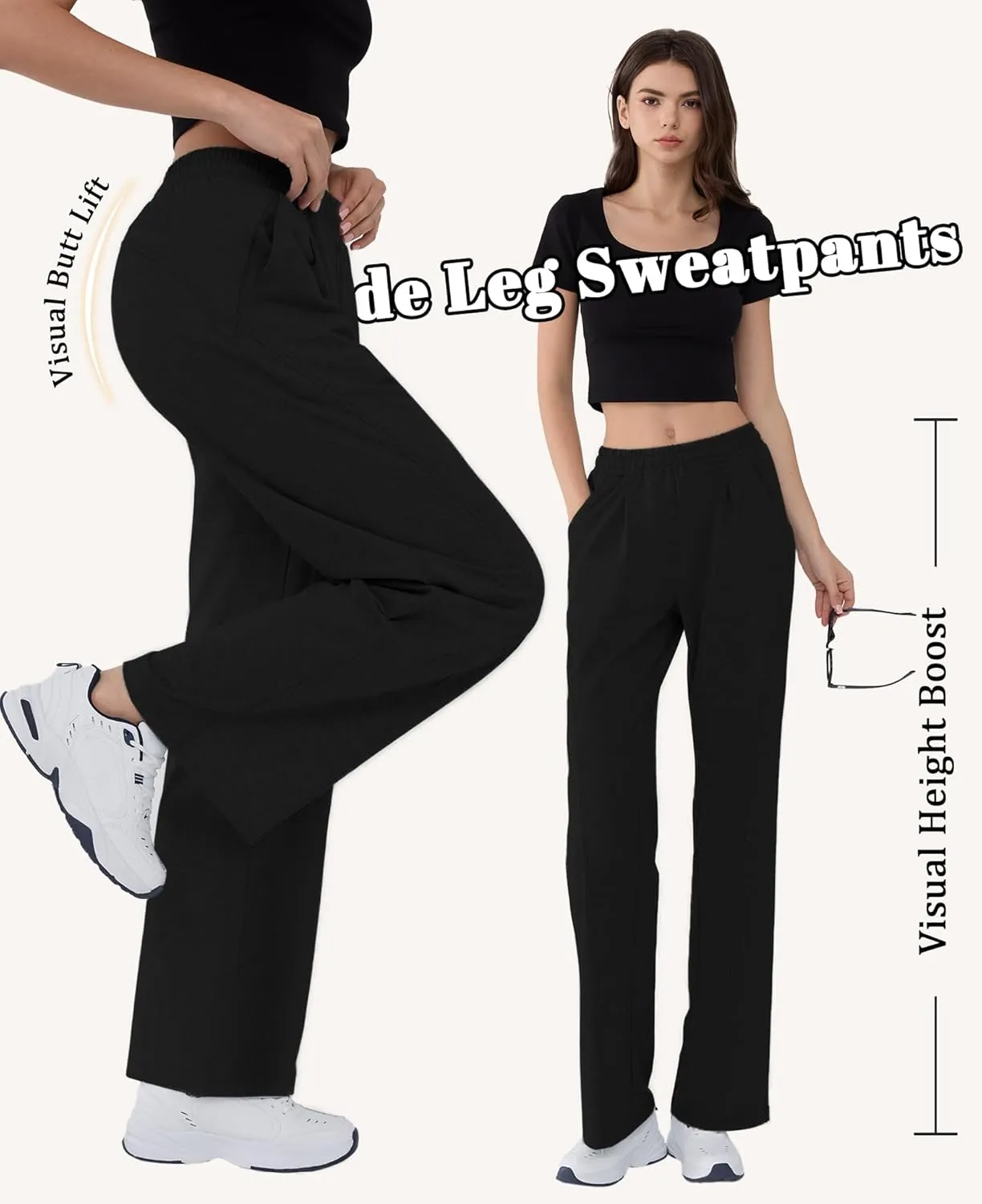 Susclude Baggy Sweatpants for Women Y2k Wide Leg Pants Summer High Waisted Drawstring Pleated Lightweight Pants with Pockets