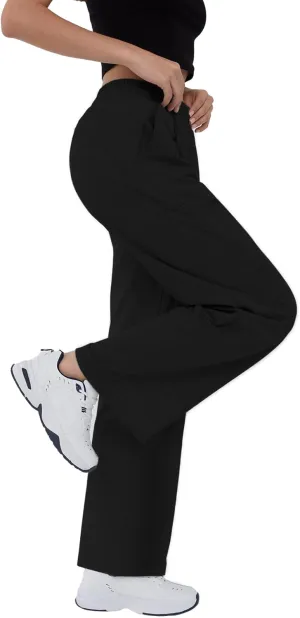 Susclude Baggy Sweatpants for Women Y2k Wide Leg Pants Summer High Waisted Drawstring Pleated Lightweight Pants with Pockets