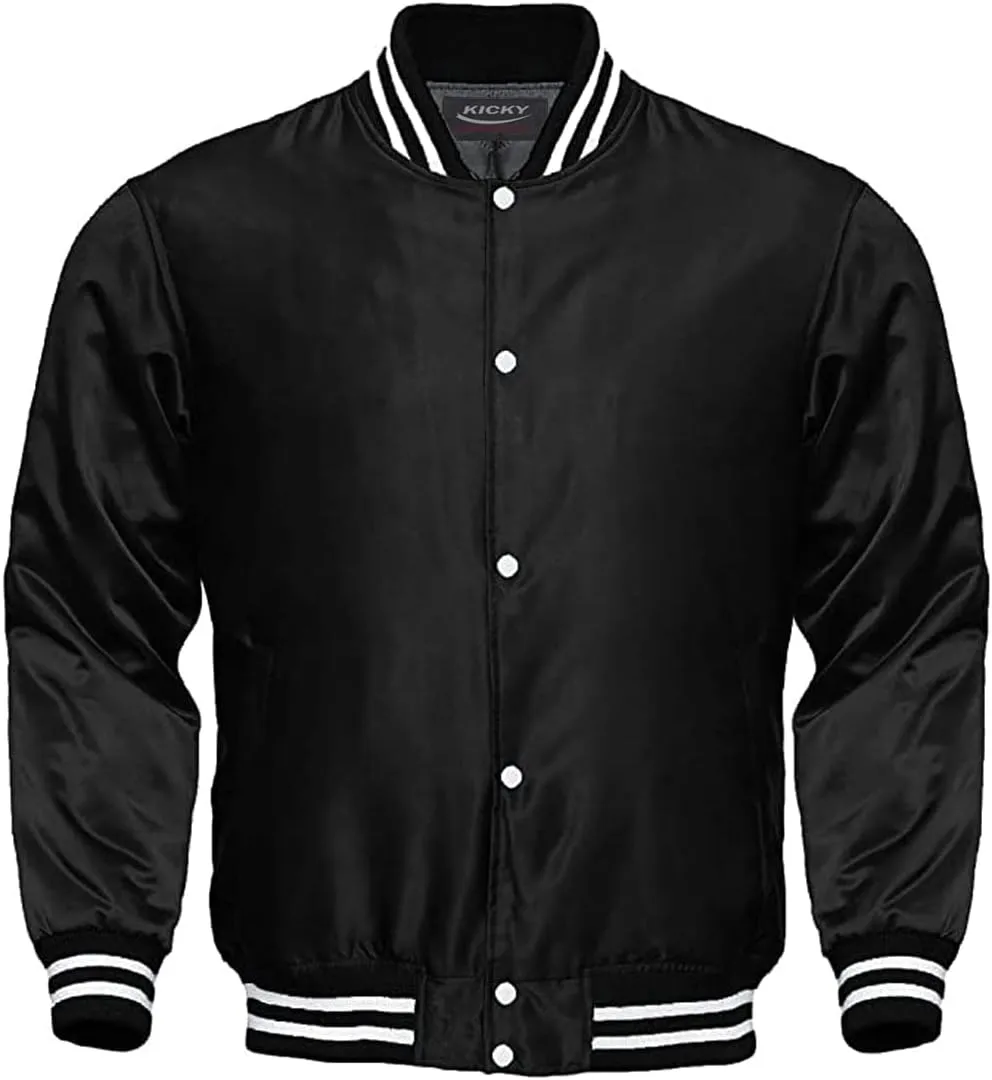 Varsity Jacket Letterman Baseball Jacket Bomber Jacket SATIN Fabric available in 10 Colors options