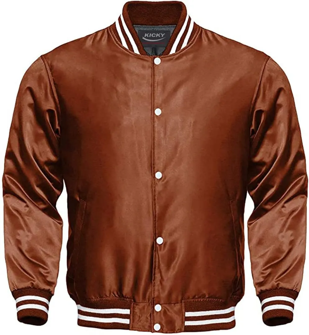 Varsity Jacket Letterman Baseball Jacket Bomber Jacket SATIN Fabric available in 10 Colors options