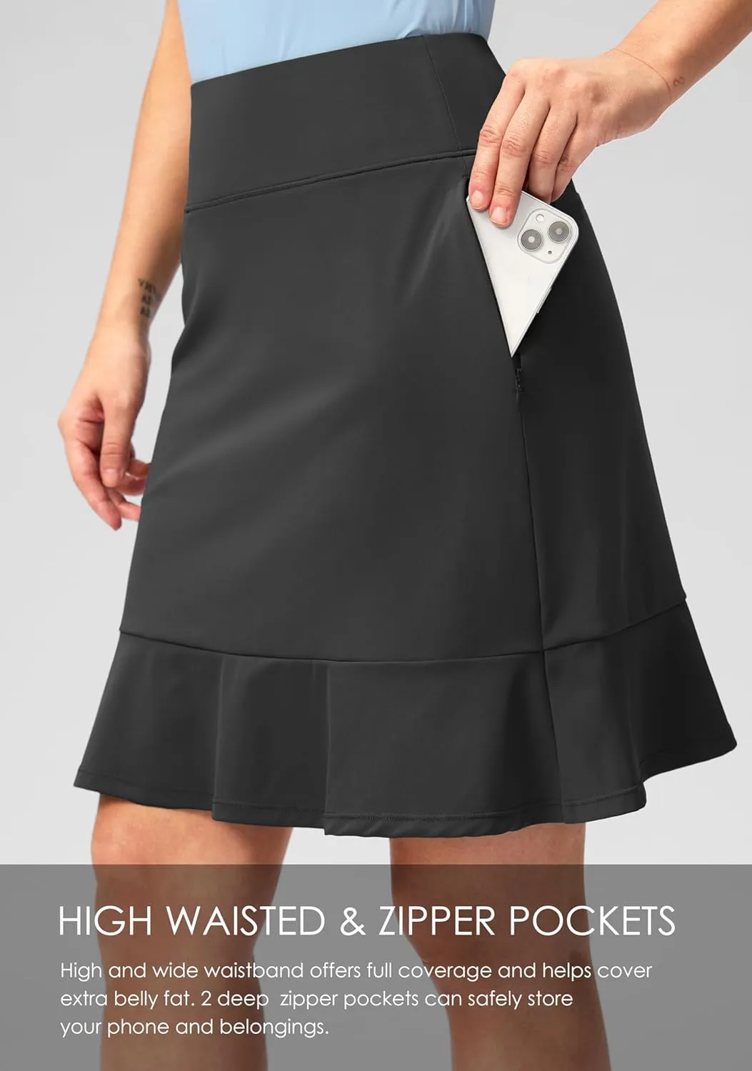 Viodia 20" Knee Length Skorts Skirts for Women with Pockets High Waisted Athletic Tennis Golf Skort for Casual Summer