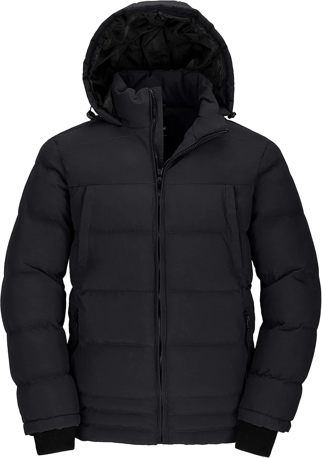 wantdo Men's Thicken Puffer Jacket Padded Waterproof Warm Winter Coat with Hood