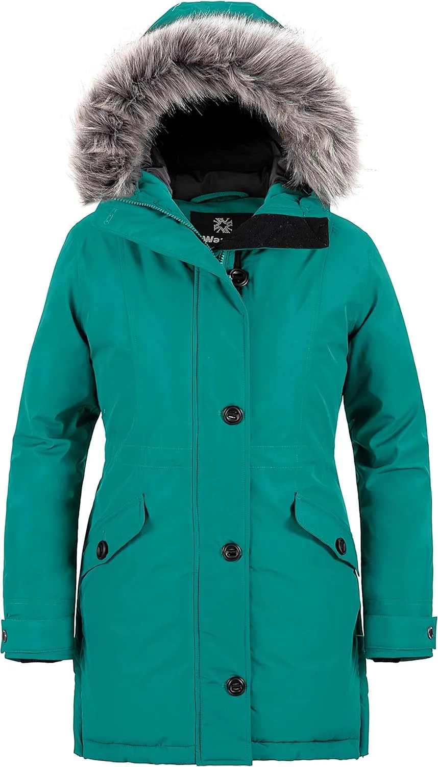 wantdo Women's Hooded Winter Coat Waterproof Warm Long Puffer Jacket Parka