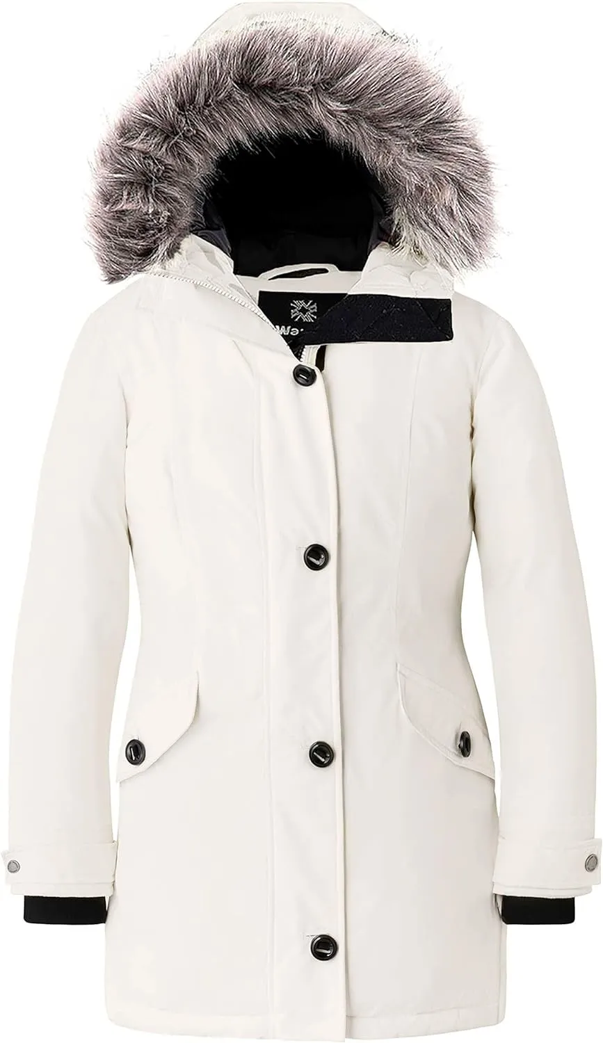 wantdo Women's Hooded Winter Coat Waterproof Warm Long Puffer Jacket Parka