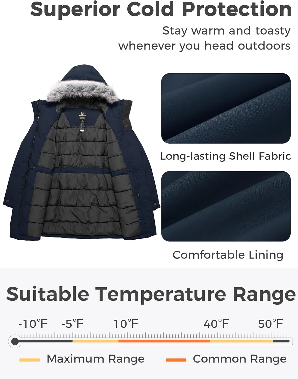 wantdo Women's Plus Size Winter Coat Warm Long Puffer Coat Thicken Parka Jacket with Hood