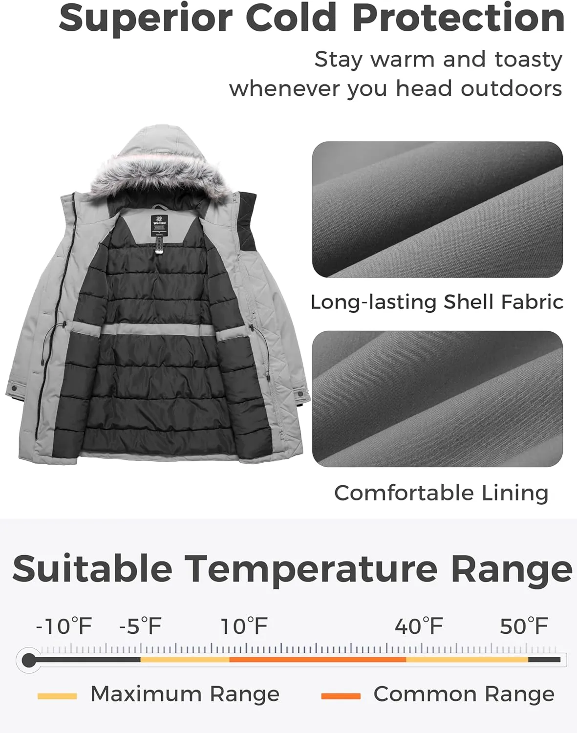wantdo Women's Plus Size Winter Coat Warm Long Puffer Coat Thicken Parka Jacket with Hood