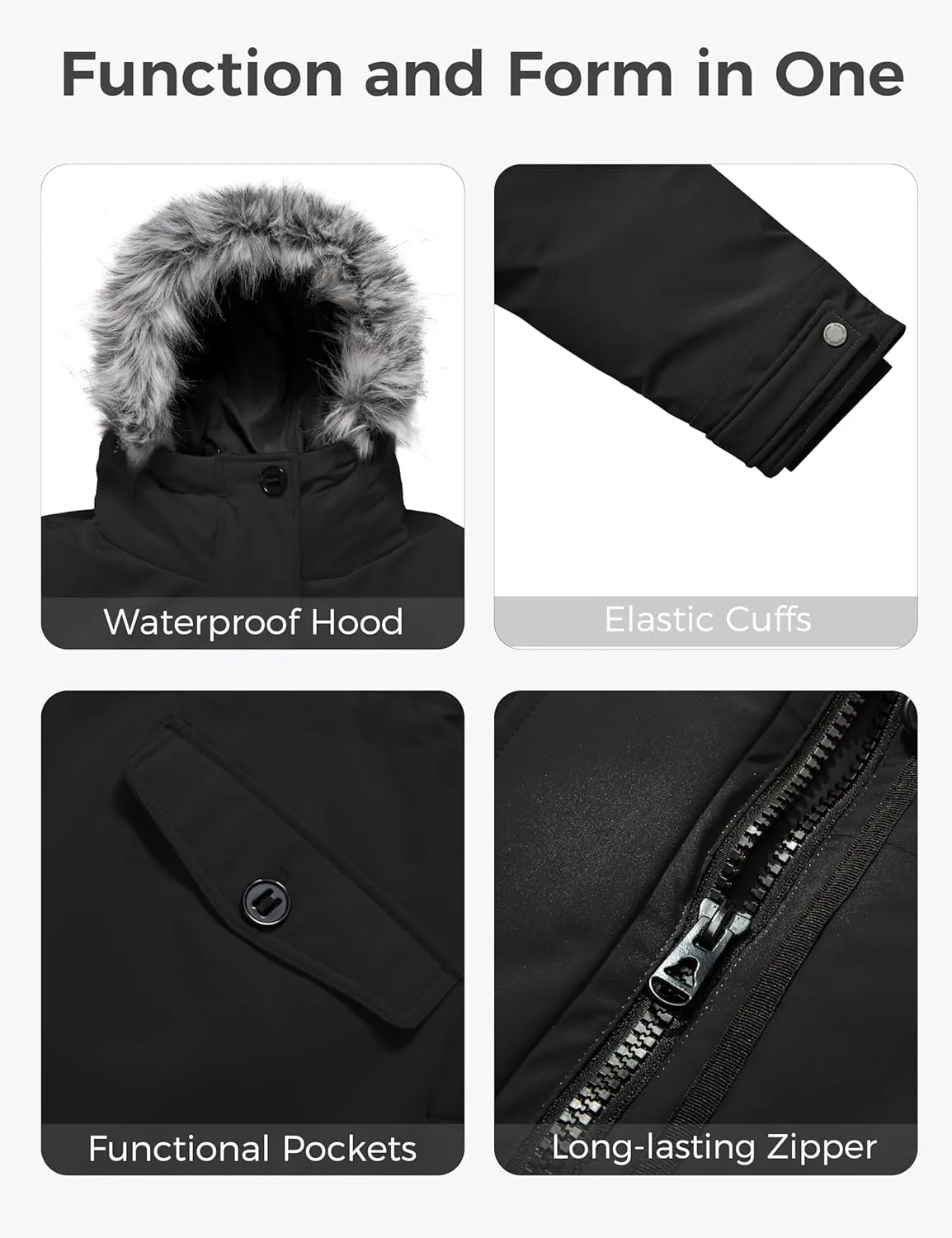 wantdo Women's Plus Size Winter Coat Warm Long Puffer Coat Thicken Parka Jacket with Hood