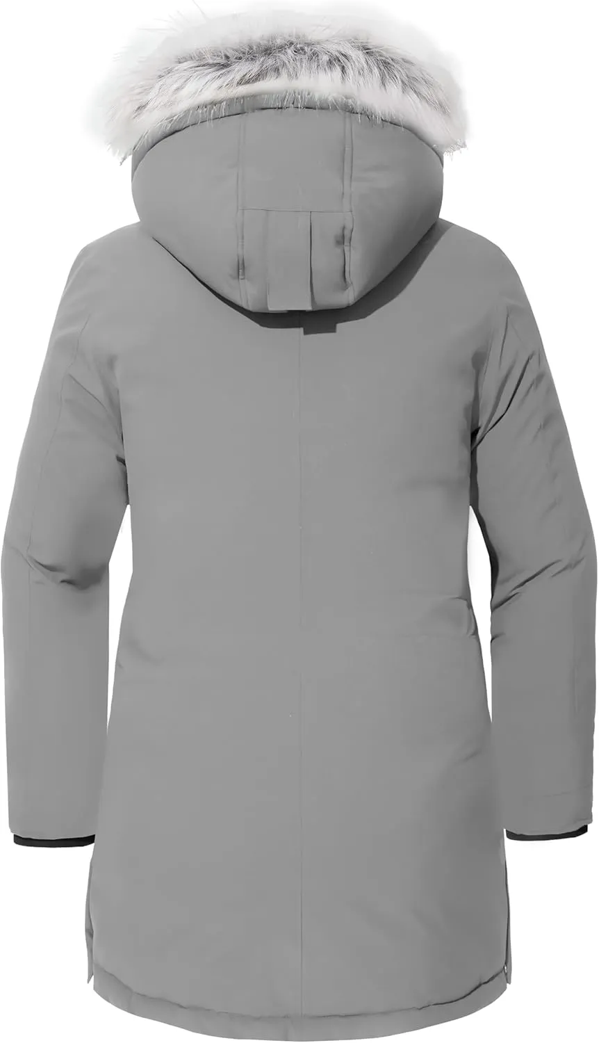 wantdo Women's Plus Size Winter Coat Warm Long Puffer Coat Thicken Parka Jacket with Hood