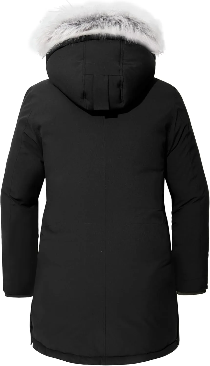 wantdo Women's Plus Size Winter Coat Warm Long Puffer Coat Thicken Parka Jacket with Hood
