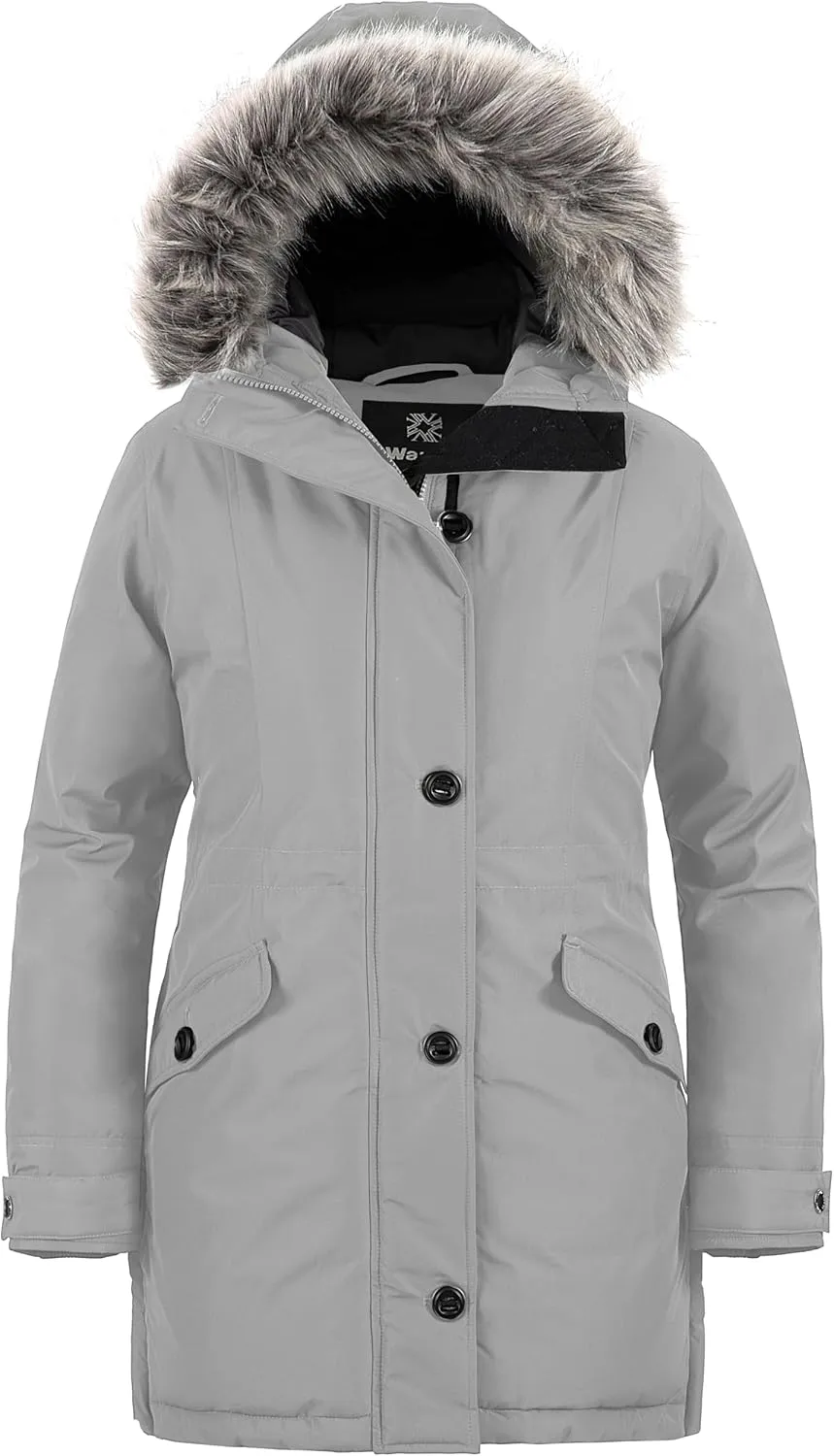 wantdo Women's Plus Size Winter Coat Warm Long Puffer Coat Thicken Parka Jacket with Hood
