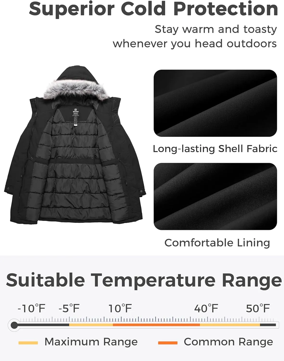 wantdo Women's Plus Size Winter Coat Warm Long Puffer Coat Thicken Parka Jacket with Hood