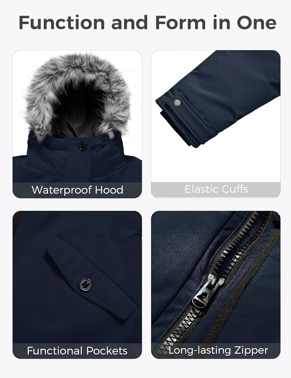 wantdo Women's Plus Size Winter Coat Warm Long Puffer Coat Thicken Parka Jacket with Hood
