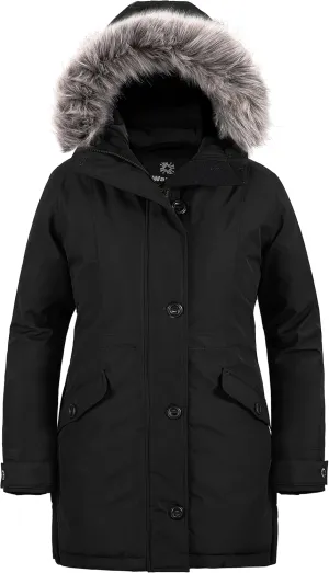wantdo Women's Plus Size Winter Coat Warm Long Puffer Coat Thicken Parka Jacket with Hood