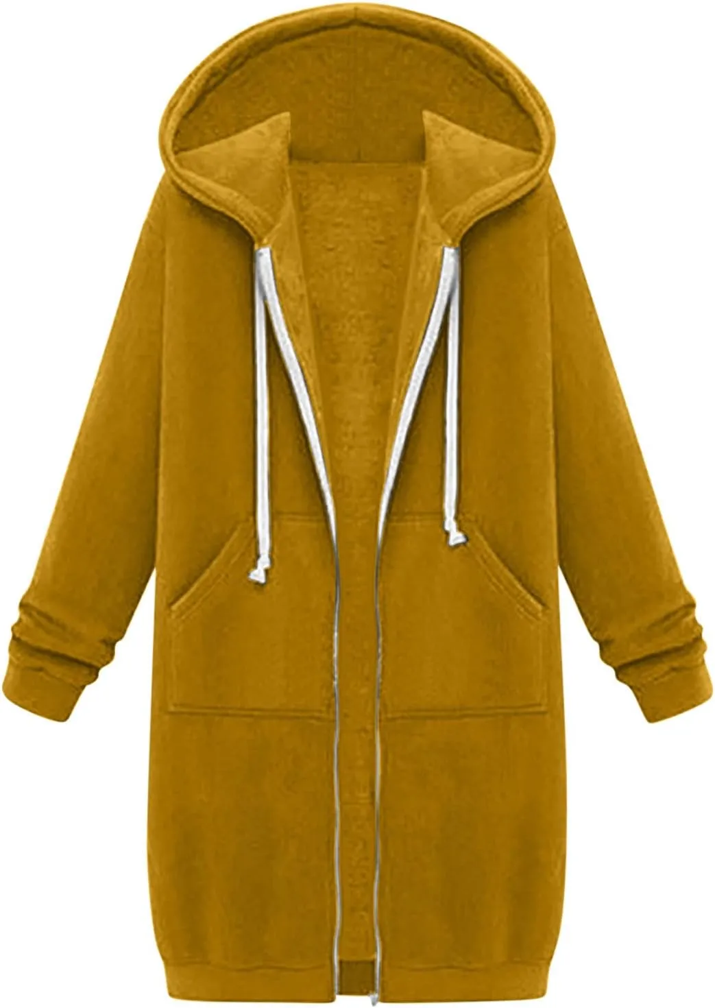 Winter Fleece Lined Women's Hoodies Casual Solid Soft Sherpa Sweatshirts Warm Zip up Tunic Long Coats with Pockets