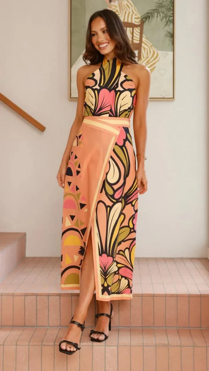 Women Floral Skirt Casual Split Midi Long Skirt Summer Vacation Outfits