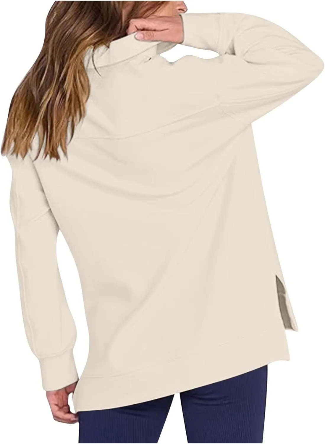 Womens 3/4 Zip Pullover Stand Collar Half Zip Sweatshirt with Pocket Casual Loose Fit Tunic Tops 2025 Spring Outfits